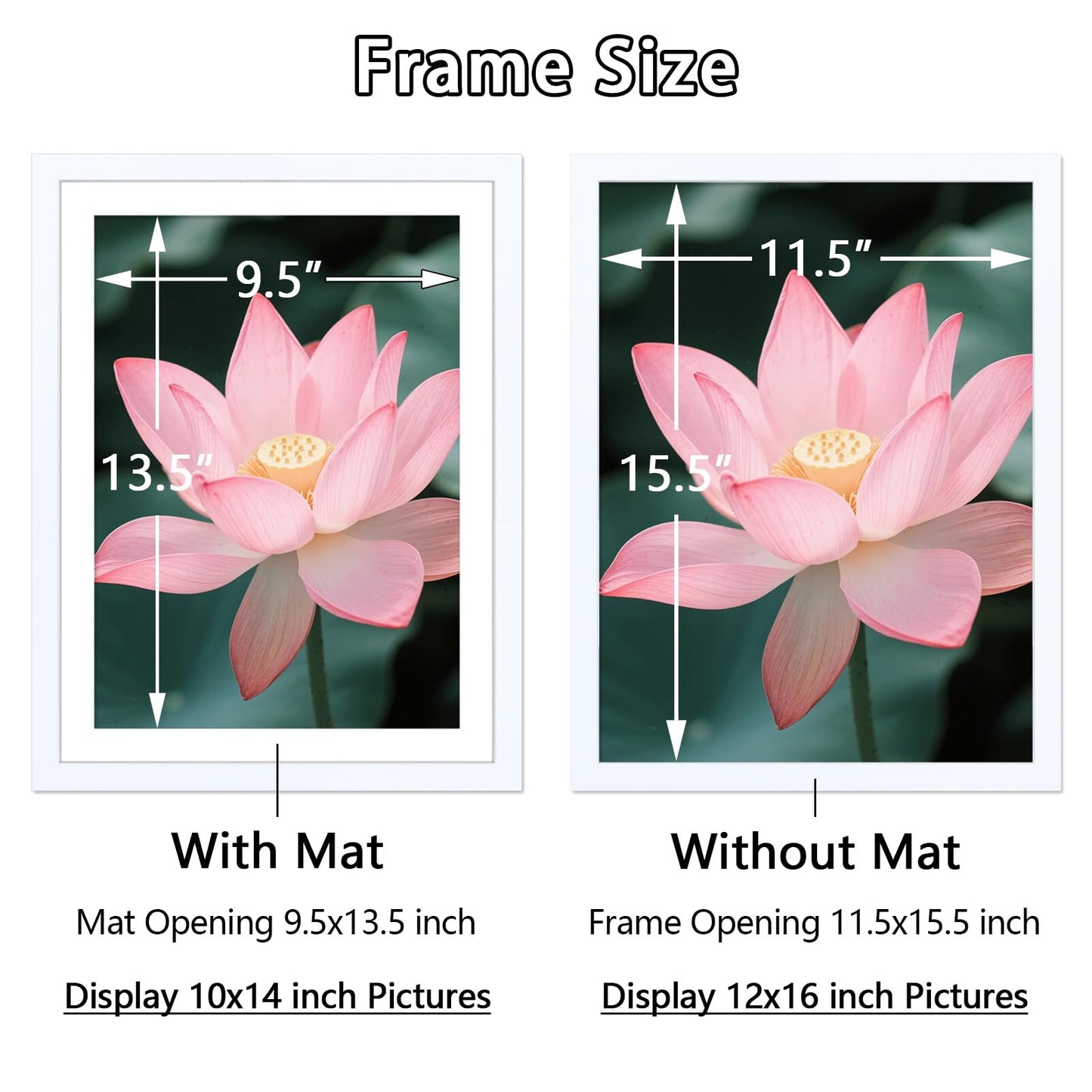 12x16 Picture Frames Set of 4, 30x40cm Picture Frame for Diamond Art, Includes Mat to Fit 10x14 (25x35cm) Pictures, 16x12 Solid Wood Frame for Diamond Painting/Poster/Photo/Image/Certificate - White