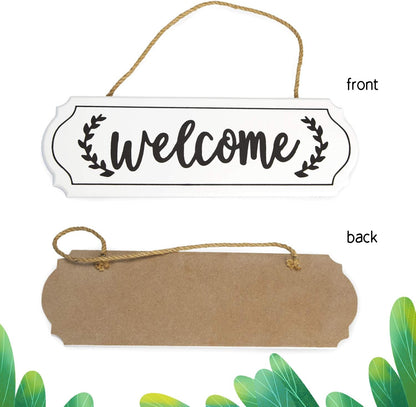 Wooden Welcome Sign for Rustic Farmhouse Decorations, Wall Hanging Welcome Sign for Front Door, White Rustic Wooden