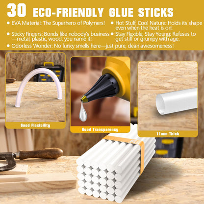60W Cordless Hot Glue Gun for DeWalt 20V MAX Battery(Battery Not Included),Wireless Power Glue Gun Full Size with 30pcs Glue Sticks for Art DIY Craft Home Repair School (Tool Only)