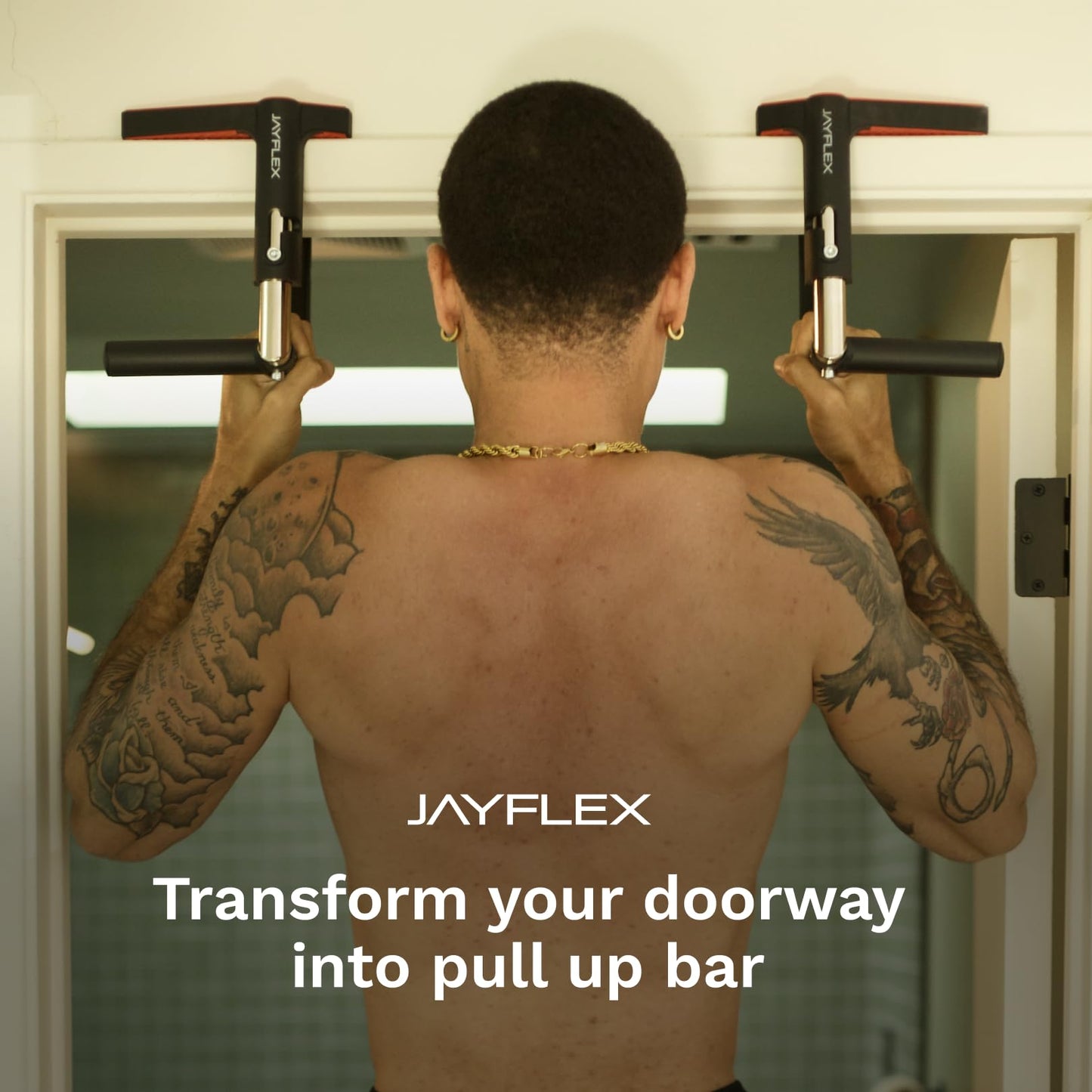 Jayflex CrossGrips Compact Pull Up Bar - Pull Up Bar Door Frame for Work from Home Fitness - Adjustable Door Frame Pullup Bar Handles - 250 lbs Capacity