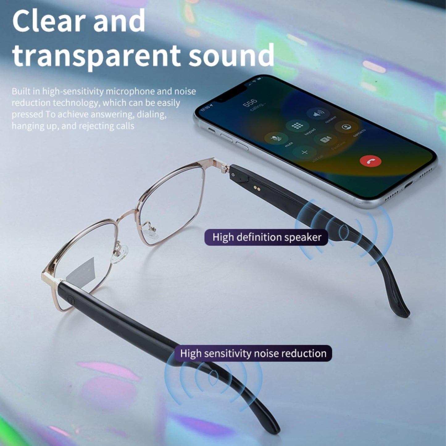 Bluetooth Audio Smart Glasses, Blue Light Glasses for Women Men, Remote Shooting, Open Ear Sound Mic & Speakers, Magnetic Charging, Color-Changing Polarized Sunglasses Lenses, Voice Assistant（GS06S)