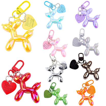 FANEVER Jelly Balloon Dog Keychain Bulk for Women Teen Girls Cute Designer Bag Charm for Backpack Purse Tote Handbag Bookbag (10 Pack-Multicolor 01)