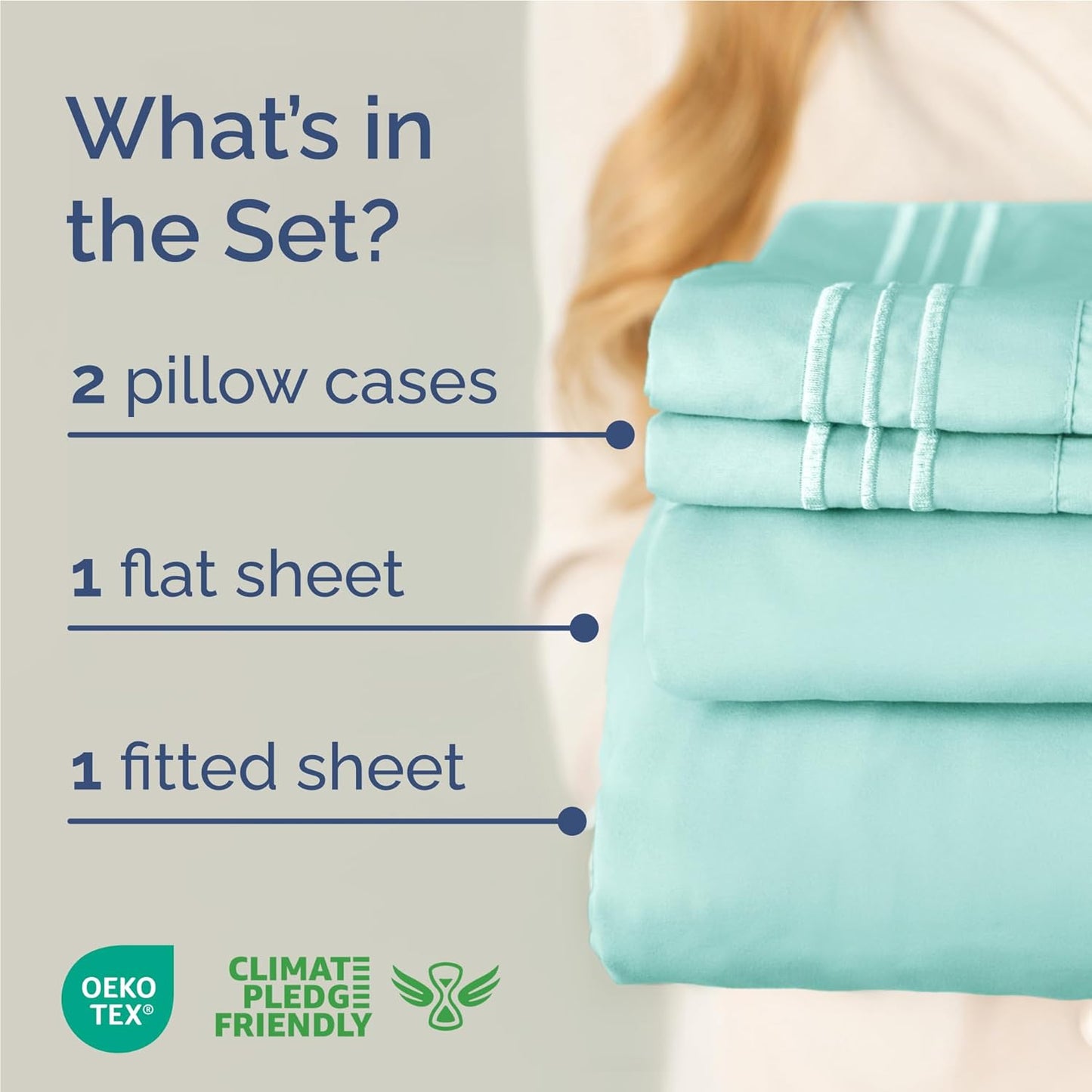 Skiennix Full Size 4-Piece Sheet Set - Comfy, Breathable & Cooling Luxury Bedding - Deep Pockets, Ultra-Soft, Wrinkle-Free - Spa Blue