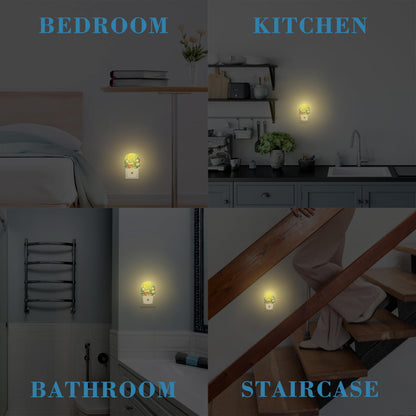 Uiaoiais Field Flowers Oil Painting Night Light Plug into Wall with Dusk to Dawn Sensor Cute Nightlight for Kid Girls Boys Women Men Room Decor, Hallway, Kitchen, Bathroom, Nursery, Stairs