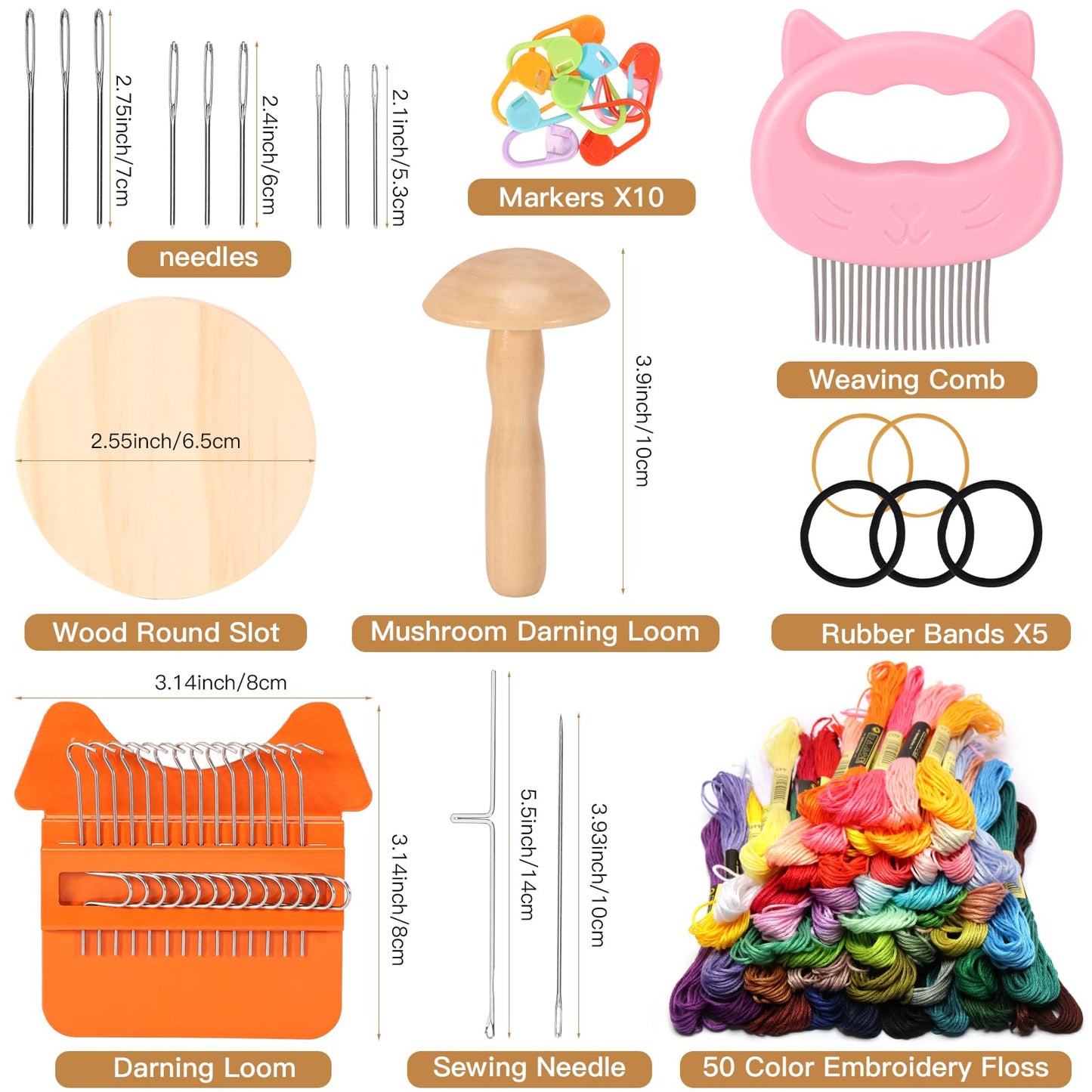 Caydo Speedweve Darning Mini Loom Kits Machine with 50 Color Threads, Sock Darning Mushroom Egg, Complete Darning Kit for Beginners Quickly Mending Jeans Socks, DIY Artful Patterns, Repair Clothes