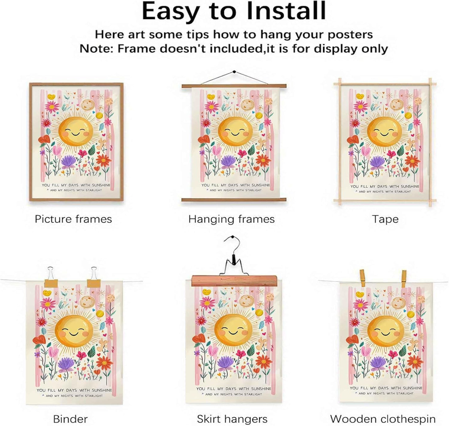 12x16inch Wildflower Nursery Wall Art Boho Sun Floral Botanical Wall Decor You Fill My Days With Sunshine Painting