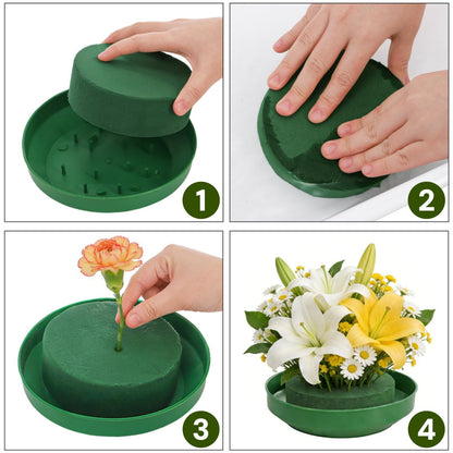 Dicunoy 12 Pack Flower Foam with Bowl, 6.5 Inch Round Wet Floral Blocks Bulk, DIY Arrangement Bowl Kit for Fresh Artificial Flower, Florist Plant Foam for Wedding Centerpiece Decor