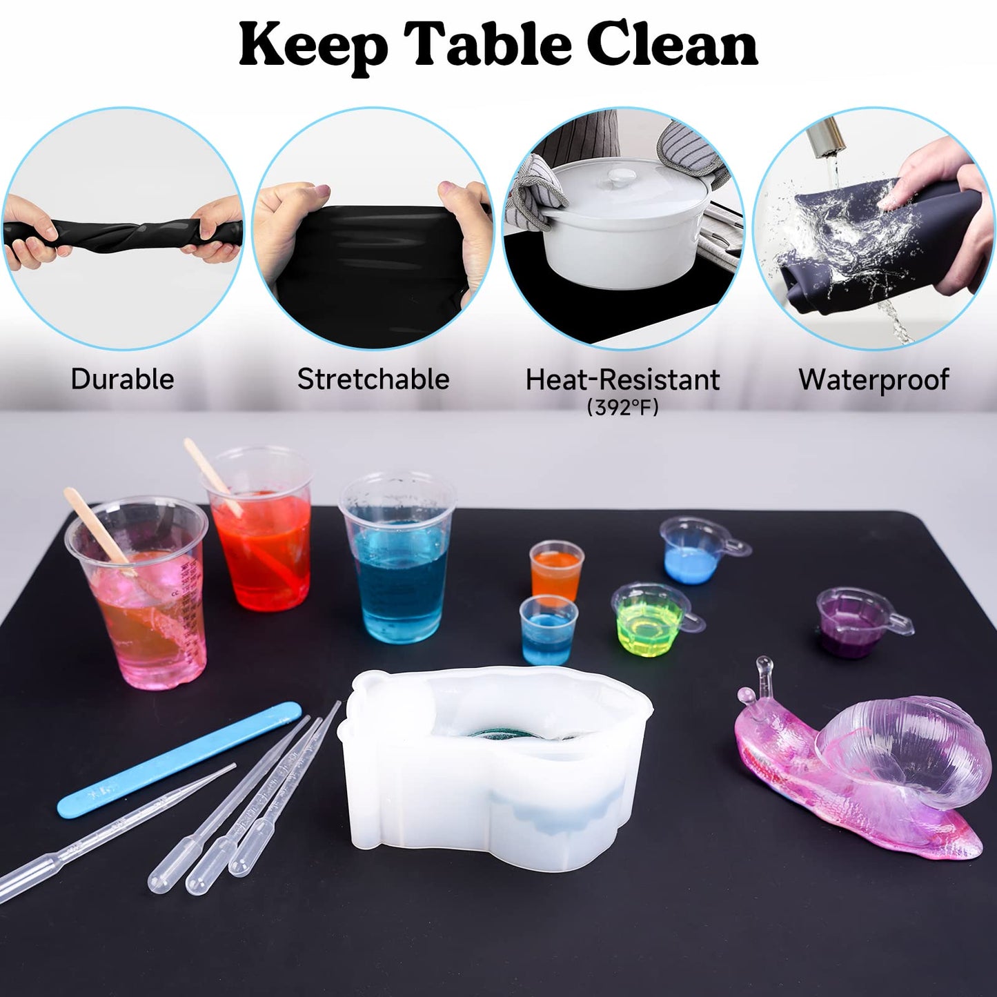 LET'S RESIN Extra Large Silicone Mat for Crafts, 27.7'' x 19.7'' Nonstick & Nonslip Silicone Crafts Mat, Multipurpose Heat-Resistant Table Protector Silicone Sheets for Resin, Liquid, Paint, Clay