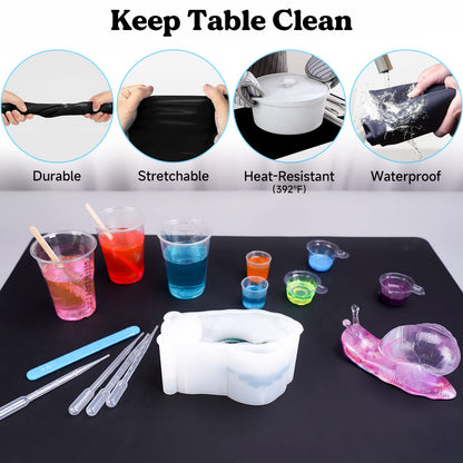 LET'S RESIN Extra Large Silicone Mat for Crafts, 27.7'' x 19.7'' Nonstick & Nonslip Silicone Crafts Mat, Multipurpose Heat-Resistant Table Protector Silicone Sheets for Resin, Liquid, Paint, Clay