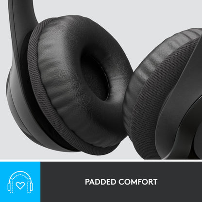 Logitech H390 Wired Headphones with Mic, USB Headset with Microphone for PC, Noise Cancelling Microphone for Video Meetings, Music, Gaming - Black
