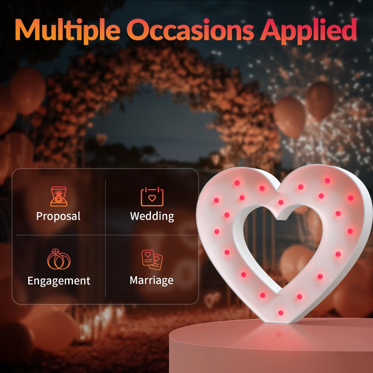 JoyMuse Marry Me Light Up Hearts, Large MarryMe Heart for Proposal, Will You Marry Me Sign Marquee Heart Big Hearts Proposal Kit for MarryMe Decorations