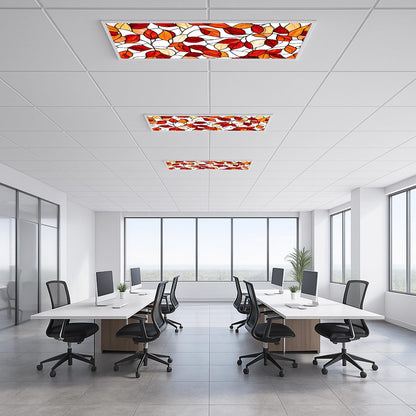 Fluorescent Light Covers for Ceiling Lights-Magnetic,2pcs,Geometric & Stained Glass Designs for Ceiling Lights 2ft x 4ft-For Classroom, Office，Home (Stained Glass Leaves, 48"L x 24"W-2pcs)
