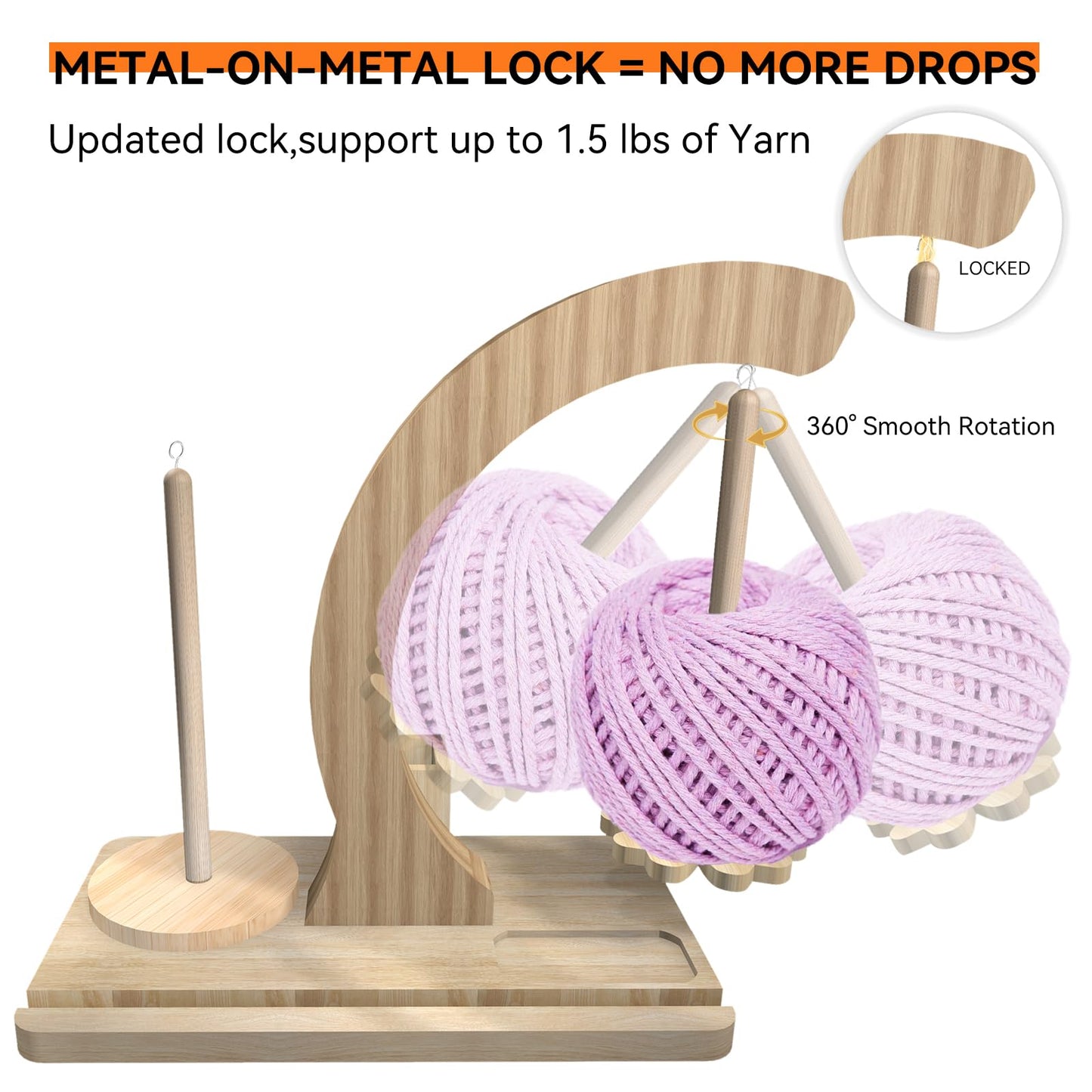 Yarn Holder for Crocheting and Knitting,Upgraded Rotating Yarn Spinner with 2 Spindles,Portable Wrist Yarn Holder with Phone Stand & Crochet Accessories Storage, Crochet Gift for Knitting Lovers