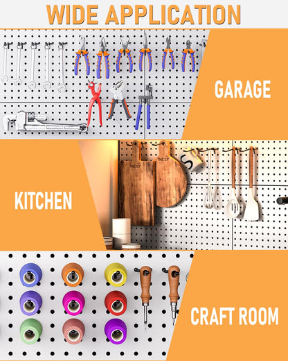 INCLY 60 Pack 2/4/6 Inch Black Pegboard Hooks, 1/4" Heavy Duty Peg Board Shelving Hooks Accessories, Peg Board Tool Hangers Fit for 1/4" Pegboard Hanging Tools Garage, Craft Organizing, Kitchen, Store