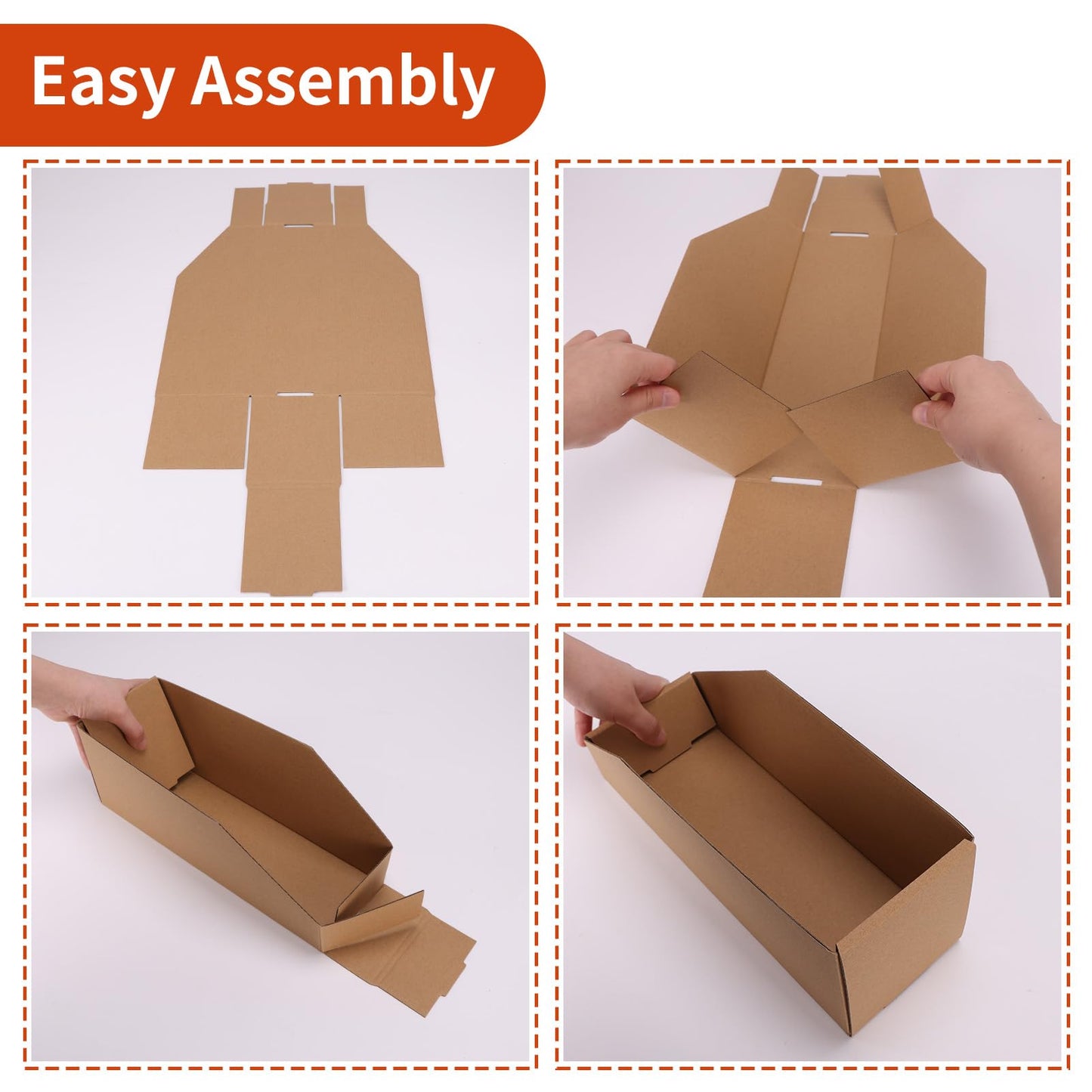 ZBEIVAN Corrugated Cardboard Storage Bins,12x6x4.5inch, 35 Packs, Brown