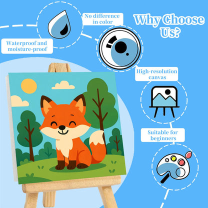 Arttoplus 4 Pack Paint by Numbers Kit for Kids with Frame,Cute Animals Kids Paint by Numbers Ages 4-6-8 with Wooden Easel,Easy DIY Acrylic Oil Painting by Number for Gift Home Wall Decor(8x8 inch)