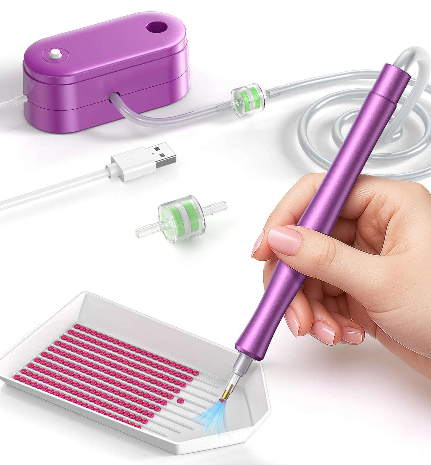 WOLIOS Electric Diamond Painting Pen – Premium Vacuum Art Tools, Art Painting Accessories and Tools Without Wax, Diamond Kits with Storage Tray, Quiet and Long-Lasting (Purple