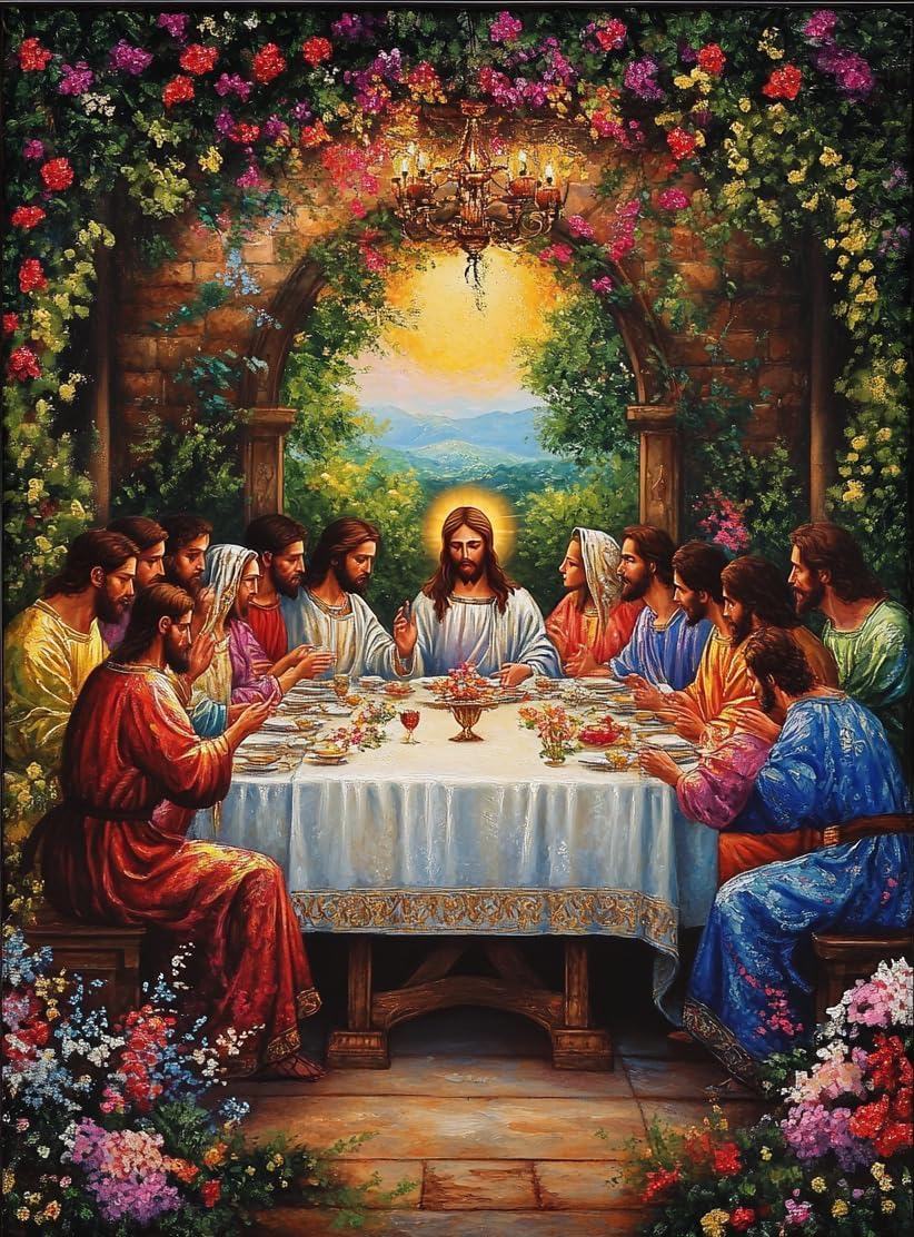 5D Jesus Last Supper Diamond Art 12x16 Inch Full Drill Diamond Painting Kits for Adults & Beginners - DIY Art Crafts for Relaxation and Home Wall Decor 760A
