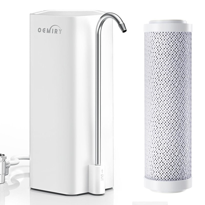 OEMIRY OM-CF04 Countertop Water Filter & OM-CF04 Replacement Filter, Reduces 99.99% Lead, Chlorine, Heavy Metals, Bad Taste & Odor (2 Filters Included)