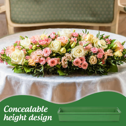 YARNOW 10 Pcs Floral Arrangement Tray Rectangle Flower Foam Base for Centerpiece, Green Plastic Dish with Prongs for Wedding Party Decoration, Bases para Arreglos