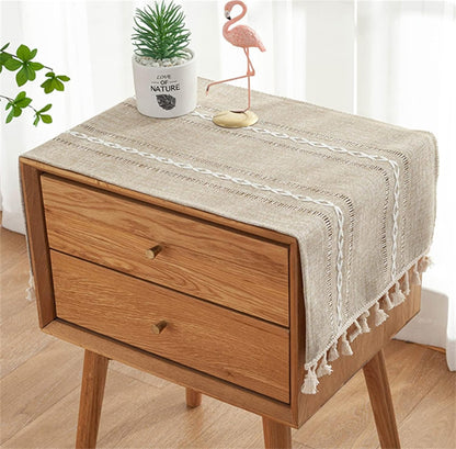 17.7 39.4inches) Bedside Table Cloth with Tassel Small Table Cover for Nightstand,Bedside Table TV Microwave (Coffee, *