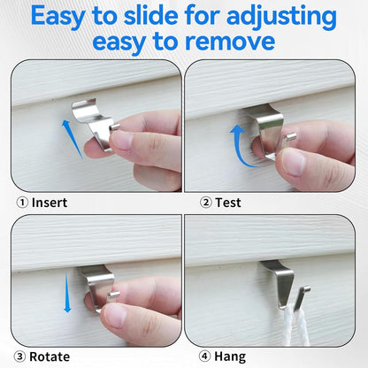 20 Pack Amuille Vinyl Siding Hooks, No Hole Siding Hanging Hangers, Heavy-Duty Stainless Steel Vinyl Siding Hanger