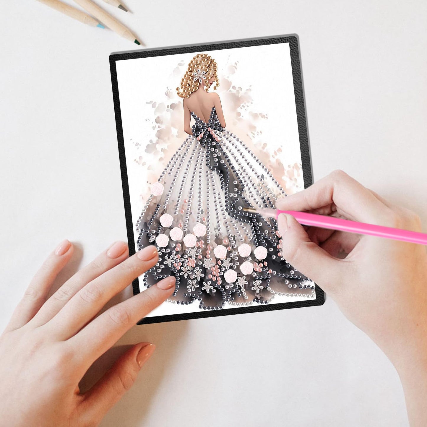 JISHSHAY Diamond Painting Notebook Journal Diamond Art Note Book Gem Art Sketch Book Gem Painting Diary Mosaic Kits for Adults Blank Notebook with Special Shaped 14.5×21cm/5.7×8.26in Dancer