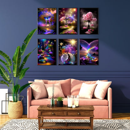 6 Pack Diamond Art Kits for Adults, Butterfly Flower Landscape 5D Diamond Painting for Adult Beginners, DIY Full Drill Round Gem Painting Dot Art Sets, Home Wall Decor 9.8x13.8 Inch