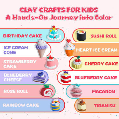 Air Dry Clay Kit, Modeling Clay for Kids, 12 Pack Dessert Theme, Soft & Non-Sticky, Non-Toxic DIY Art & Craft with Sculpting Tools & Tutorials, Birthday Holiday Gifts for Ages 4-12 Boys & Girls