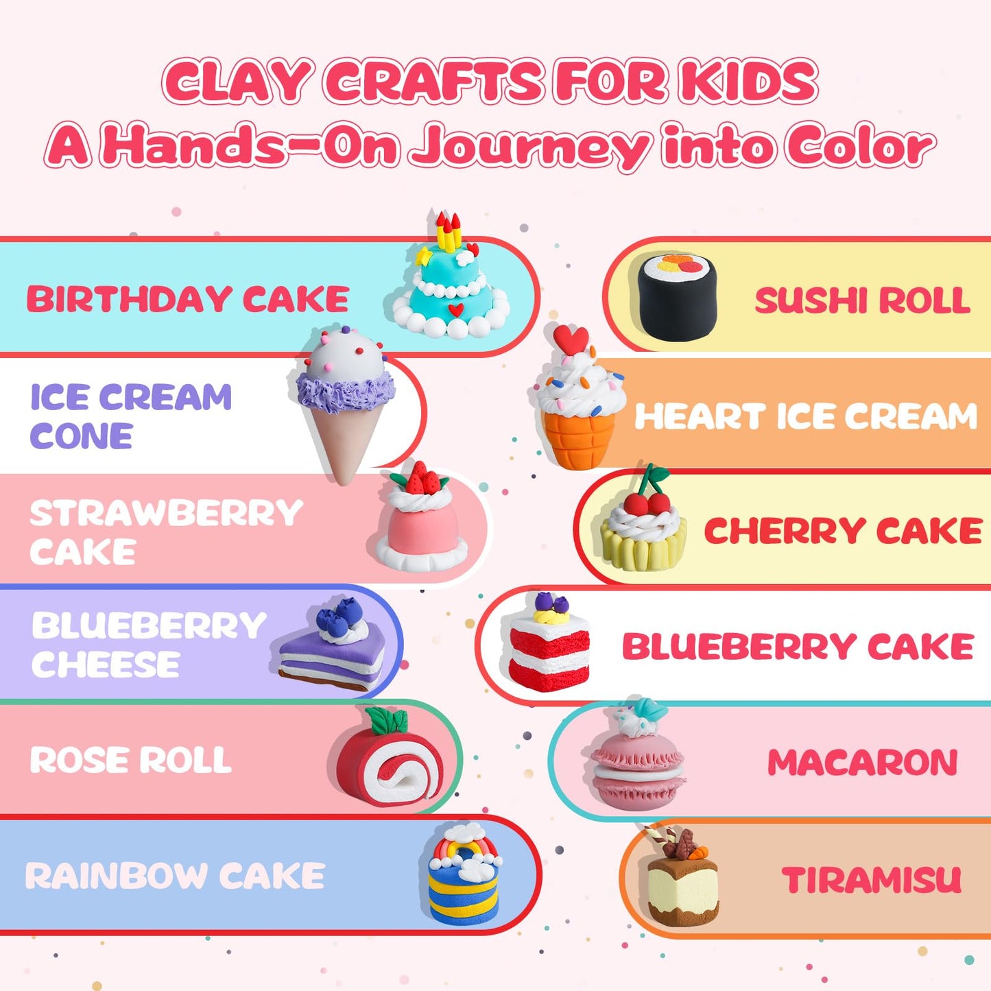 Air Dry Clay Kit, Modeling Clay for Kids, 12 Pack Dessert Theme, Soft & Non-Sticky, Non-Toxic DIY Art & Craft with Sculpting Tools & Tutorials, Birthday Holiday Gifts for Ages 4-12 Boys & Girls