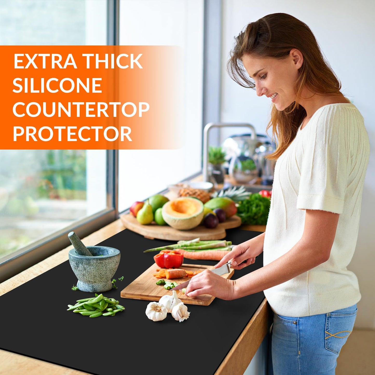 Large Silicone Mat for Counter, Thick Kitchen Countertop Protector，Non Slip Silicone Craft Table Mat, Desk Pad, Multi-purpose and Stain Resistant