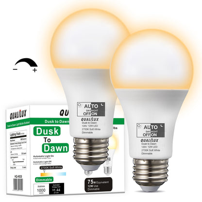 Dusk to Dawn Light Bulbs, Auto On/Off Light Sensing LED Bulbs Outdoor, Vintage Amber, Edison ST19 2-Pack, 6.5W 700LM 60W Equivalent, HQ-H027