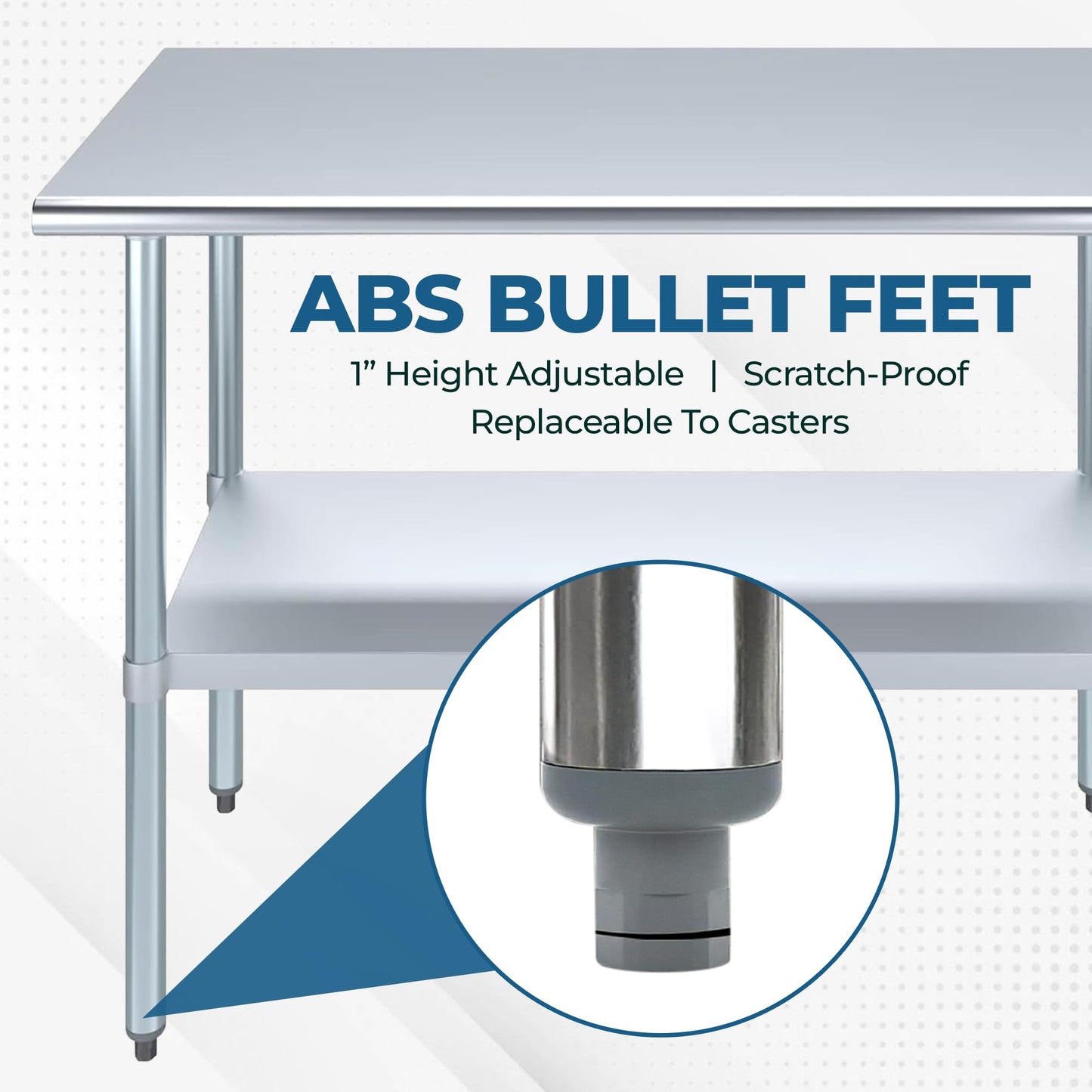 Express KitchQuip NSF Certified Heavy Duty Stainless Steel Prep Table with Galvanized Undershelf | 18" x 48" | Commercial & Home Kitchen Work Table