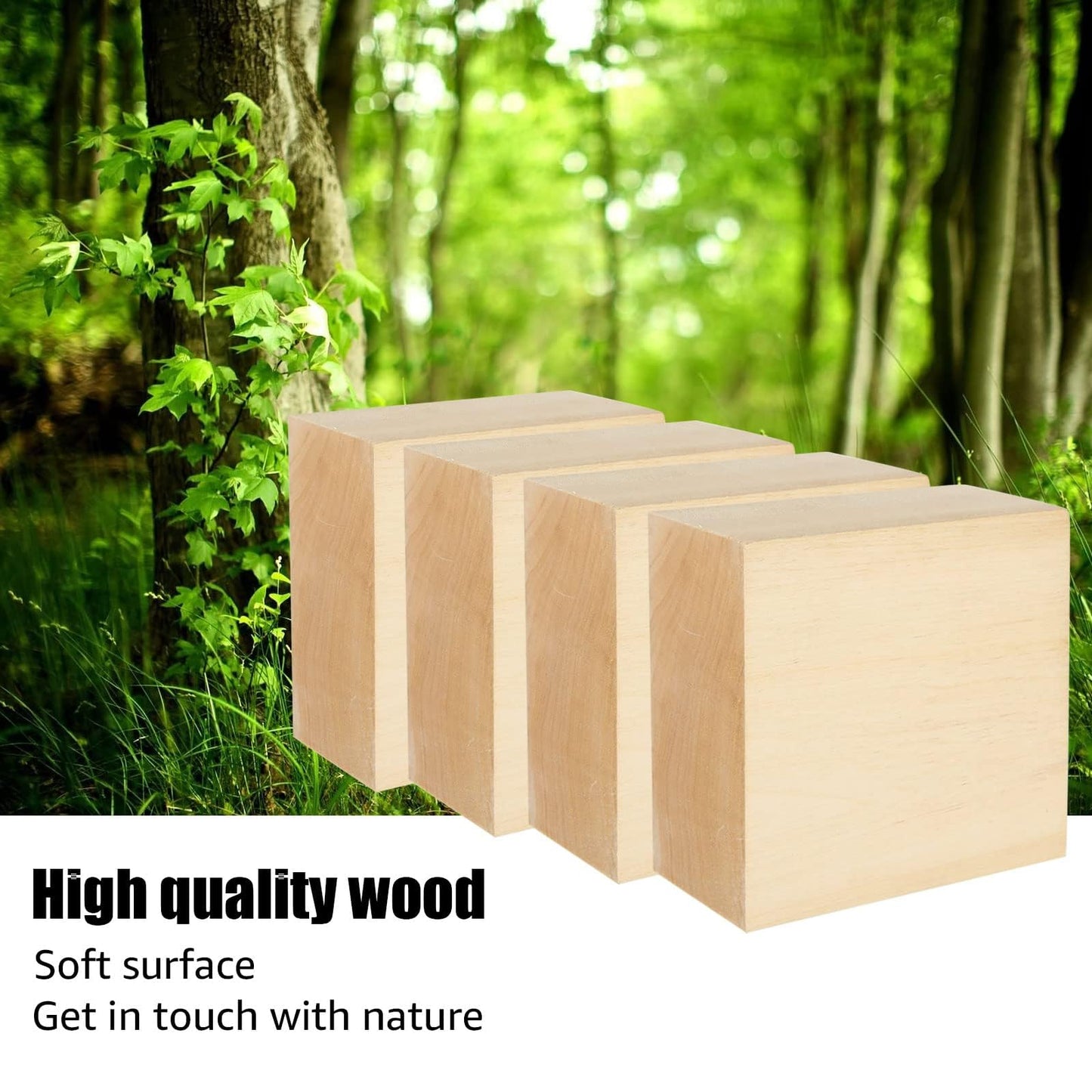 SHUESS 4 PCS Basswood Carving Blocks 4 X 4 X 2 inch Basswood for Wood Carving Whittling Wood Carvings Blocks Wooden Blocks for Carving Unfinished Wooden Block for Adults Beginners or Expert