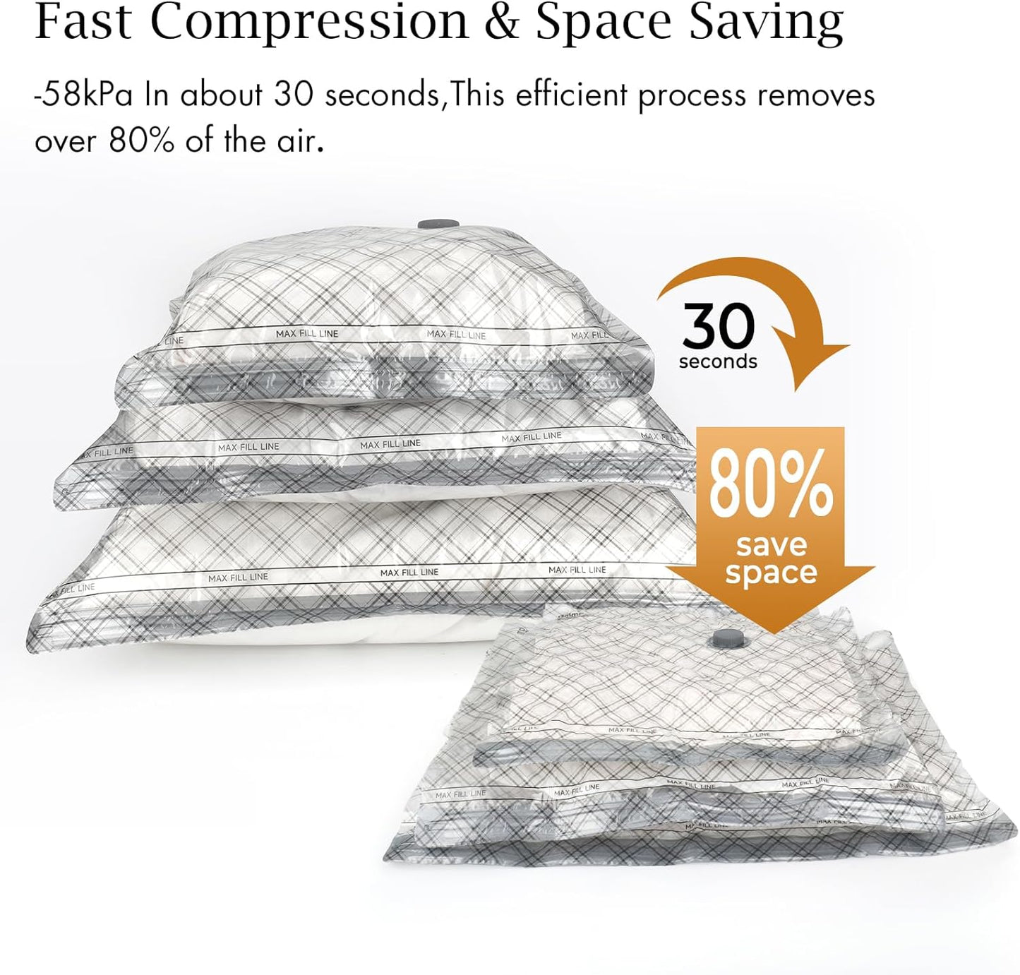 Skiennix Travel Vacuum Storage Bags - 12 Pack Compression Seal Bags with USB Electric Pump | Space Saver for Clothes
