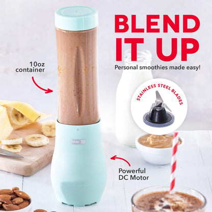 Dash Mighty Mini 10 oz Compact Personal Bottle Blender with Travel Lid, Red