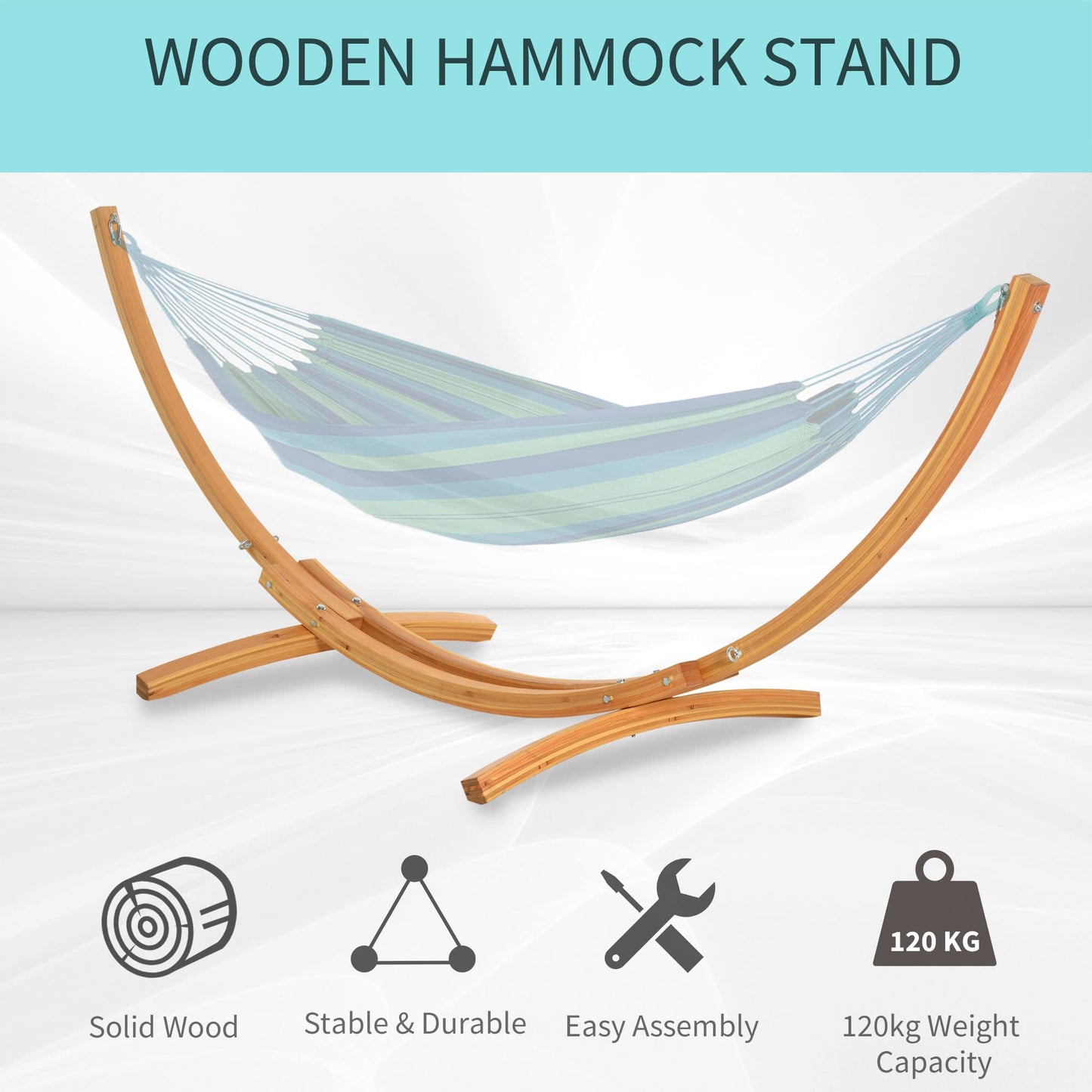 10.6' Wooden Hammock Stand GPicnic Camp Accessories, 264lbs, Natural