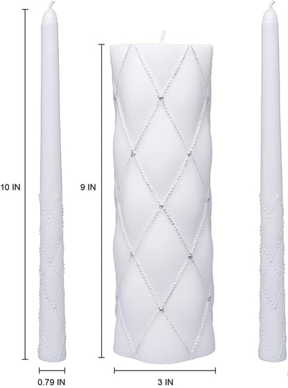 Hosley 11.5" High White Wedding Unity Candle Set. Great for Weddings Party Special Events and Emergency Lighting Reiki Spa Meditation. W5