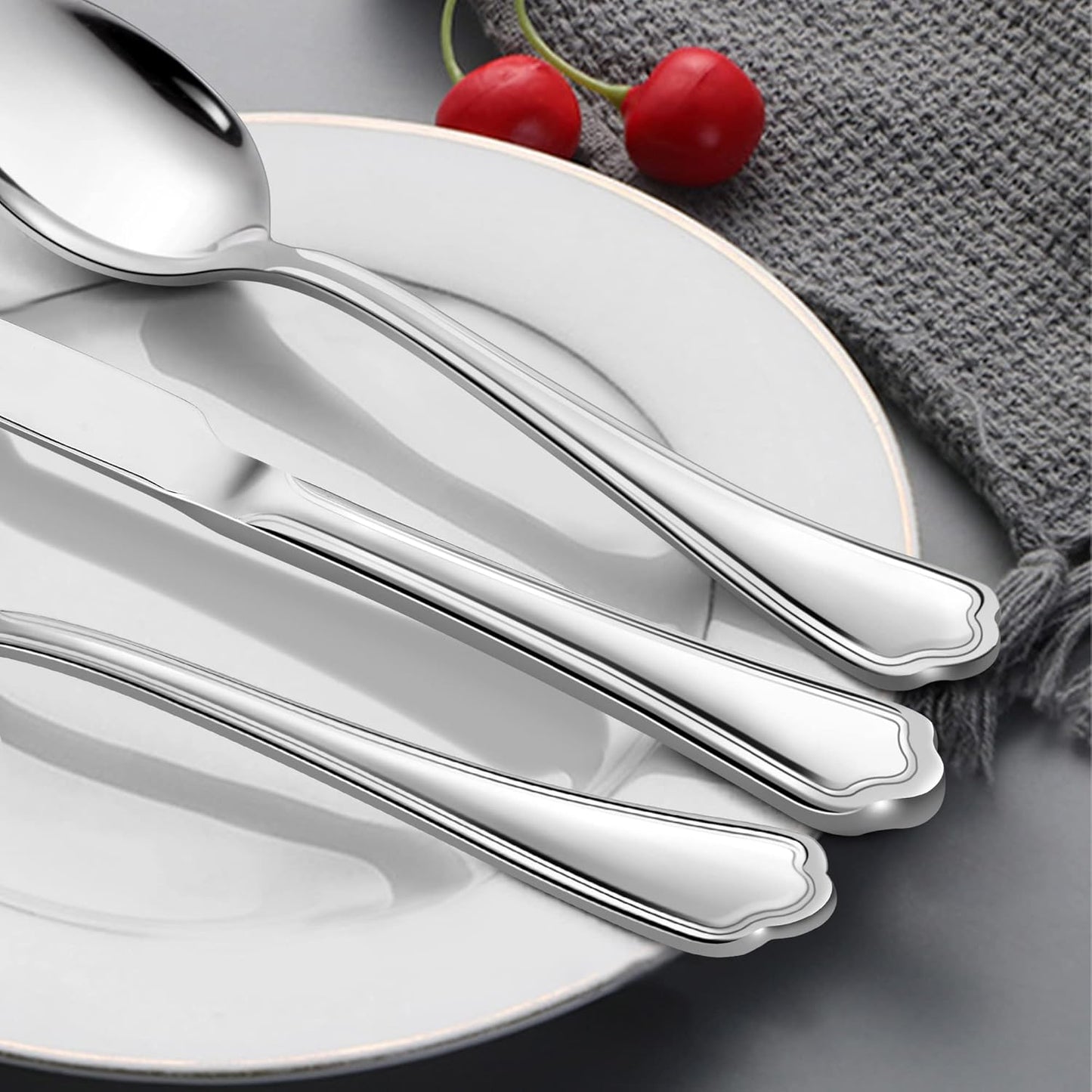 LIANYU 20-Piece Silverware Cutlery Set for 4, Stainless Steel Flatware with Scalloped Edge, Dishwasher Safe