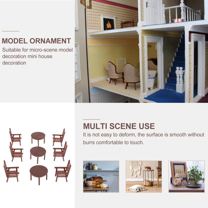 Dollhouse Miniature Table and Chair Models, 4 Sets 1:12 Scale Mini Plastic Furniture Set for Fairy Garden Decoration Small Pretend Play Toy Accessories