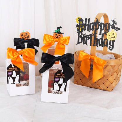 TONIFUL 50pcs Orange Satin Ribbon Bows with Twist Tie, 4.5 Inch Decorative Bows for Gift Wrapping, Bottles, Christmas Tree, Wedding, Baby Shower, Birthday Party Decorations,Thanksgiving,Halloween