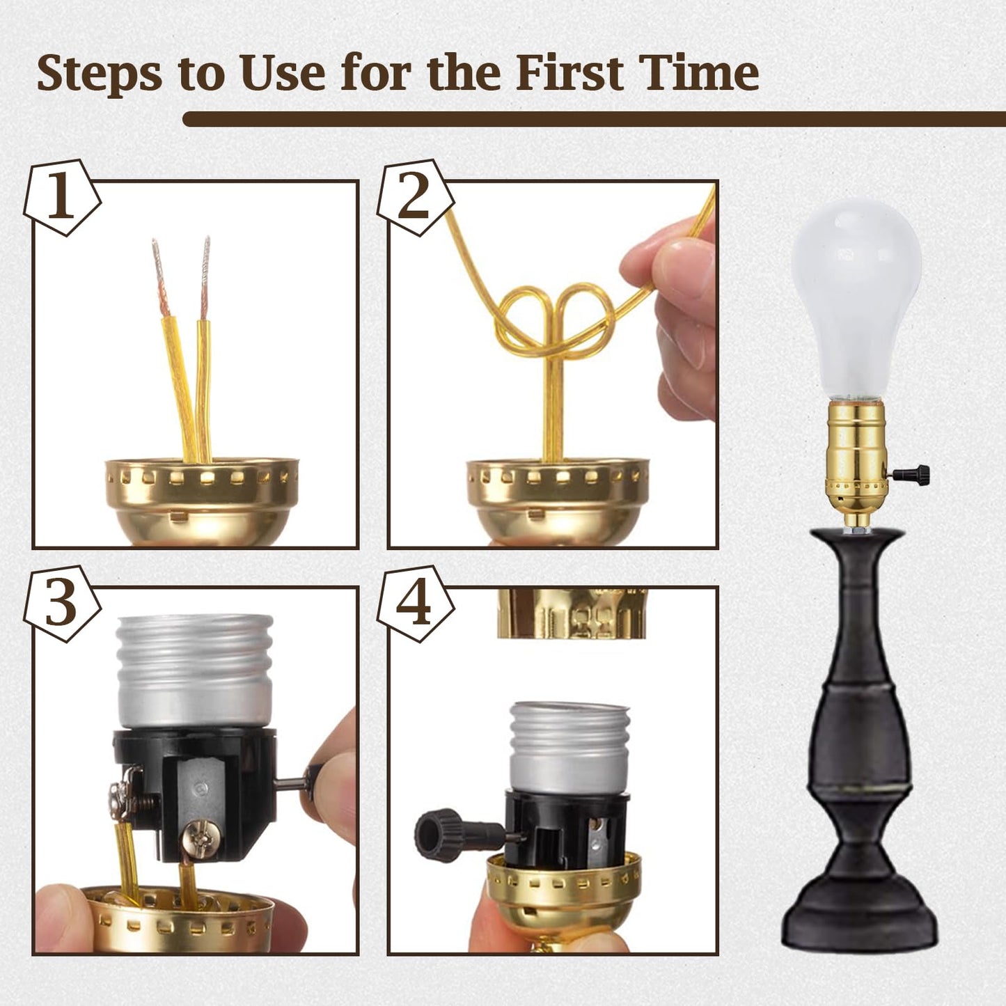 2 Sets Make-a-Lamp Kits - Table Repair or DIY Wiring Kits With 8'' Harp, 12'' Pipe, 3-Way Socket, 8 ft Cord, and All Hardware Parts for Creating DIY Antique Lamp Designs (Black)