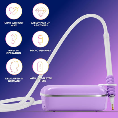 Picmondoo Electric Diamond Painting Pen – Wireless Vacuum Diamond Art Pen, Waxless Diamond Painting Tool Kit with Pump & Accessories for Fast & Easy Diamond Art, AB Stones Compatible (Purple, 2 Gear)