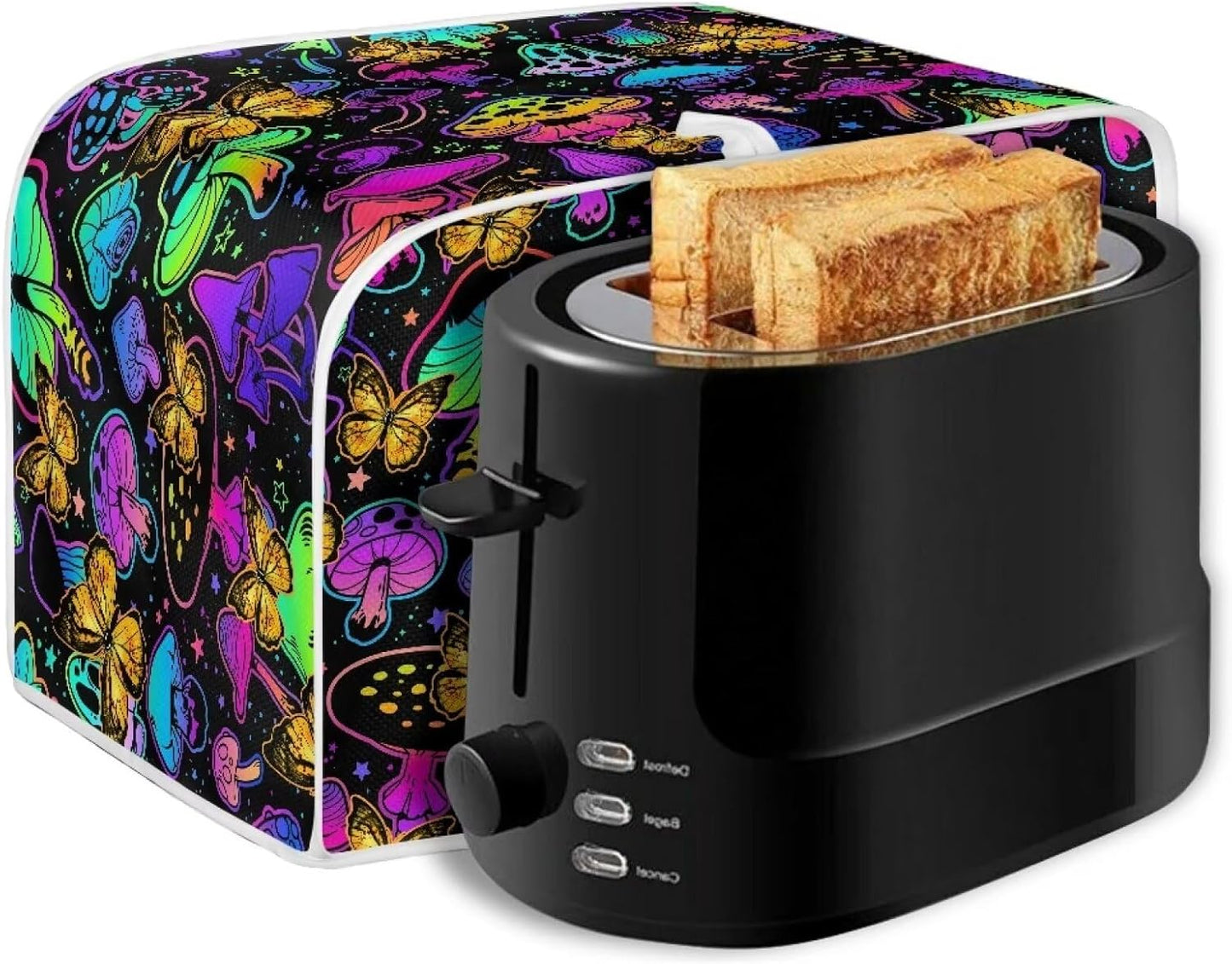 Gomyblomy Mushroom Butterfly Toaster Cover, Polyester Fabric Dustproof Cover for Kitchen, Washable Microwave Oven