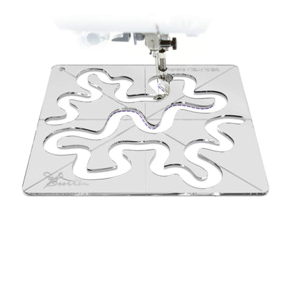 Meander Quilting Ruler Template for Sewing Machine, 4mm Transparent Acrylic 8x8 inch, Edge-to-Edge Free Motion Quilting, Stippling & Patchwork, Beginner-Friendly