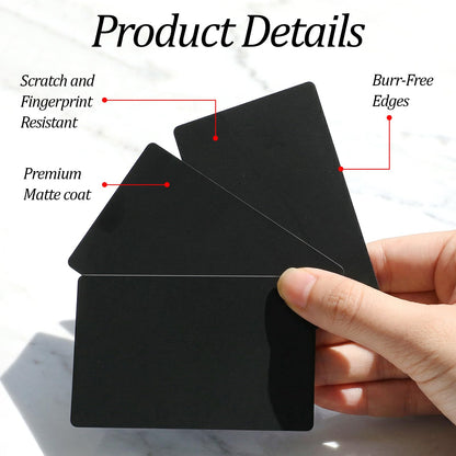 300 Pack Black Aluminum Metal Business Cards Blanks | 3.38” x 2.12” x 0.008” Laser Engraving Blanks | Premium Anodized Aluminum Name Cards for Laser Engraving, CNC, DIY Gifts, VIP & Membership Card