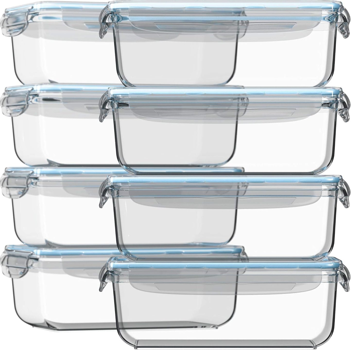 Razab 30 Oz Glass Meal Prep Containers - 16 Pc Set | Airtight, Leak-Proof & BPA-Free