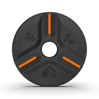 TRIBE WOD Cast Iron Plate Weights, OLIUS Barbell Plates - Gym Weights for Men and Women, Cast Iron Plate Weights 1 of 2, Rubber and Steel Weights for Lifting (10 Lbs) (1 Plate)
