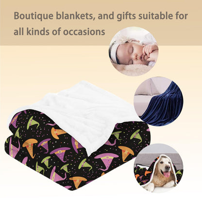 Ti Caldi Witch Hat and Stars Halloween Blanket - Soft Cozy Lightweight Flannel Throw Blanket for Adults Kids, Warm Fuzzy Blankets for Couch, Bed, Travel, Outdoor Use, Home Decor 60×50 in