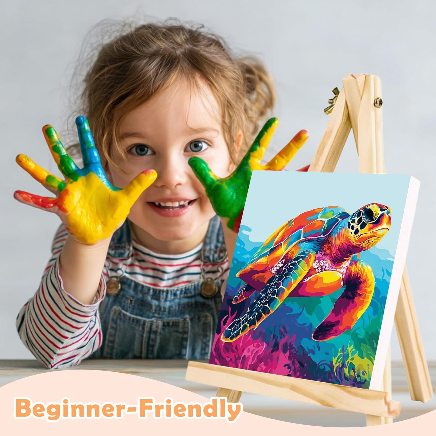 4 Pack Paint by Numbers Kit for Kids Easy Kid Paint by Number Kits Ages 8-12 Beach DIY Painting Kits for Kids Age 4-8 Beginner Paint by Number Canvas with Frame Children Color by Numbers Kit 8x8 Inch